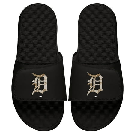 Men s ISlide Black Detroit Tigers Camo Logo Slide Sandals