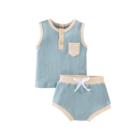 Fiomva Infant Baby Girls Suit Sleeveless Pocket Patchwork Tops Bandage Shorts Blue 18-24 Months
Fiomva Infant Baby Girls Suit Sleeveless Pocket Patchwork Tops Bandage Shorts Blue 18-24 Months