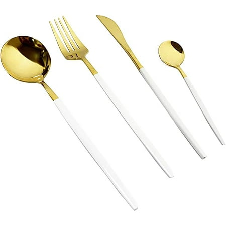Nvzi 40-Piece Silverware Set Stainless Steel Reusable Utensils Forks Spoons Knives Set Mirror Polished Cutlery Flatware Set Great for Family Gatherings & Daily Use (10 White Handle Gold)
Nvzi 40-Piece Silverware Set Stainless Steel Reusable Utensils Forks Spoons Knives Set Mirror Polished Cutlery Flatware Set Great for Family Gatherings & Daily Use (10 White Handle Gold)