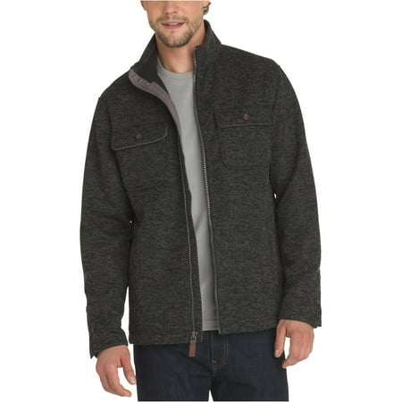 G.H. Bass & Co. Mens Fleece Twill Jacket, Black, X-Large