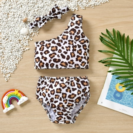 Toddler Baby Kids Girls Summer Strap Print Swimwear Swimsuit Set Fashion Clothes 1-6Y