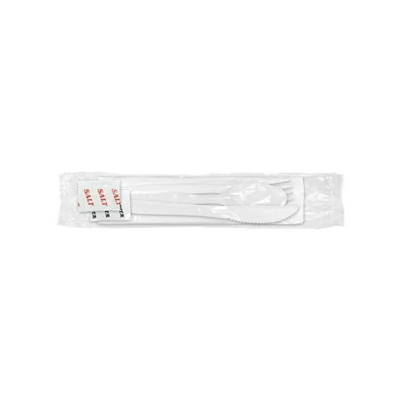 Berk Enterprises 1171241 Square Medium Weight Wrapped Plastic Cutlery Pack with Napkin Salt & Pepper Packets White
Berk Enterprises 1171241 Square Medium Weight Wrapped Plastic Cutlery Pack with Napkin Salt & Pepper Packets White