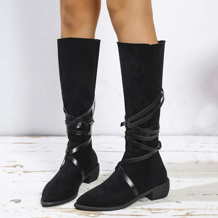 Ladies Fashion Solid Color Suede Lace Up Pointed Toe British Style Chunky Heel Long Boots
Ladies Fashion Solid Color Suede Lace Up Pointed Toe British Style Chunky Heel Long Boots