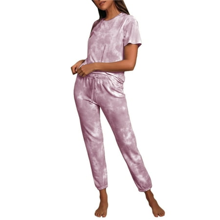 Ladies Summer Fashion Tie-Dye Printing 2-Piece T-Shirt + Trousers Pajamas Casual Suit
Ladies Summer Fashion Tie-Dye Printing 2-Piece T-Shirt + Trousers Pajamas Casual Suit