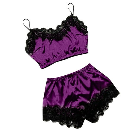 muxika Women s Sleepwear Sexy V-Neck Lingerie Lace Satin Pajama Set Cami Shorts Nightwear
muxika Women s Sleepwear Sexy V-Neck Lingerie Lace Satin Pajama Set Cami Shorts Nightwear