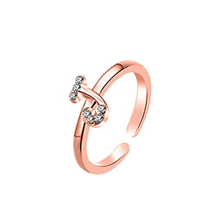 Letter Ring 26 English Letter Art Design Combination Diamond Couple Gift