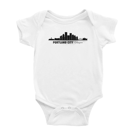 Portland City Oregon Silhouette Cute Baby Clothing Bodysuits Unisex