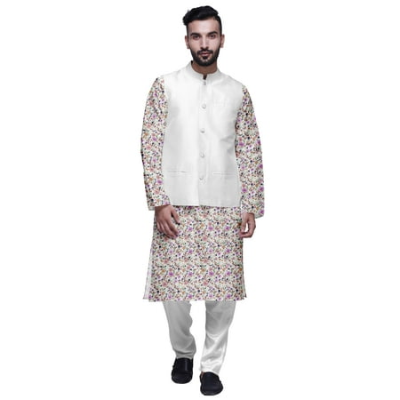 Atasi Traditional Mens Dupion Silk Kurta Pajama Set With Nehru Jacket Men Wear