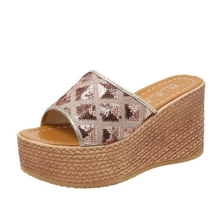 Mortilo Fashion Summer Women Sandals Thick Bottom Wedge Heel Casual Fish Mouth Sequins Shiny Fish Mouth PU sandals for Women Gold
Mortilo Fashion Summer Women Sandals Thick Bottom Wedge Heel Casual Fish Mouth Sequins Shiny Fish Mouth PU sandals for Women Gold
