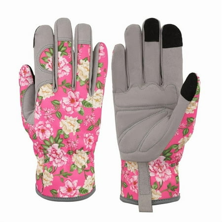 topjuju 1 Pair Floral Gardening Gloves for Women, Breathable Garden Gloves with Grip, Thorn-Proof Puncture-Resistant Work Gloves, Gifts for Mother's Day