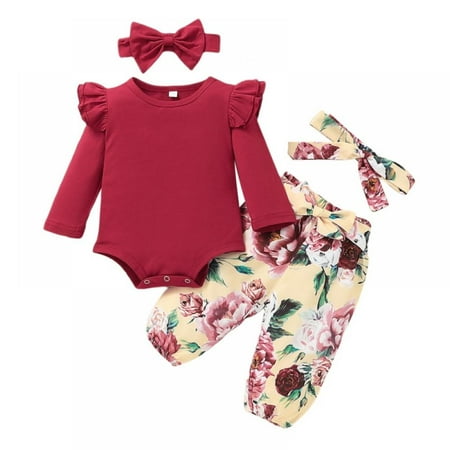 3PCS Newborn Baby Girl Outfits Infant Long Sleeve Ruffle Tops Romper Bodysuit and Floral Pants Clothes with Headband 0-24M
3PCS Newborn Baby Girl Outfits Infant Long Sleeve Ruffle Tops Romper Bodysuit and Floral Pants Clothes with Headband 0-24M