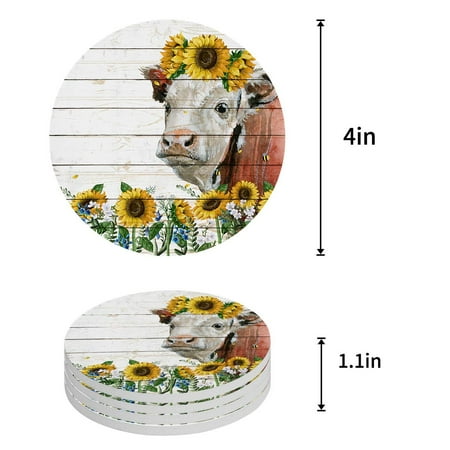 ZHANZZK Sunflowers Cattle Set of 4 Round Coaster for Drinks Absorbent Ceramic Stone Coasters Cup Mat with Cork Base for Home Kitchen Room Coffee Table Bar Decor
ZHANZZK Sunflowers Cattle Set of 4 Round Coaster for Drinks Absorbent Ceramic Stone Coasters Cup Mat with Cork Base for Home Kitchen Room Coffee Table Bar Decor