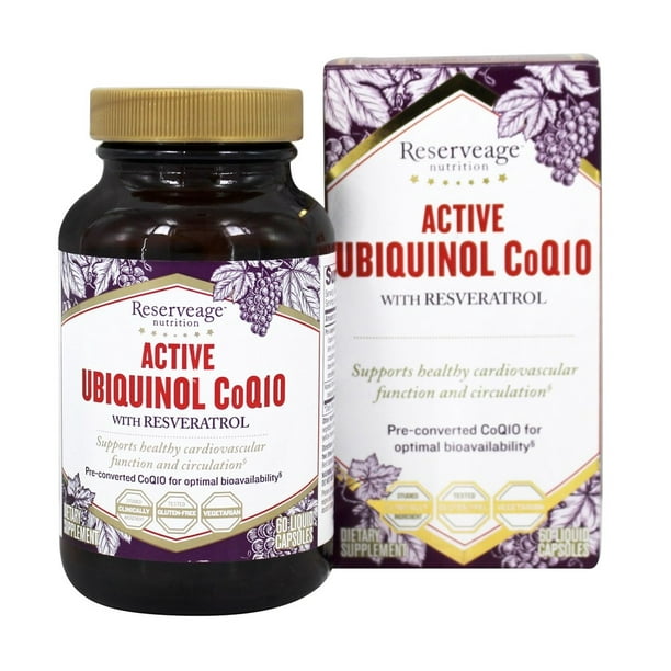 ReserveAge Nutrition Active Ubiquinol CoQ10 with Resveratrol, 60 Liquid Capsules
