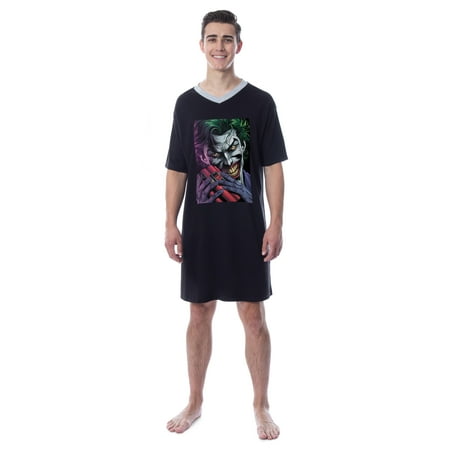 DC Comics Mens The Joker Character Icon Nightgown Sleep Pajama Shirt