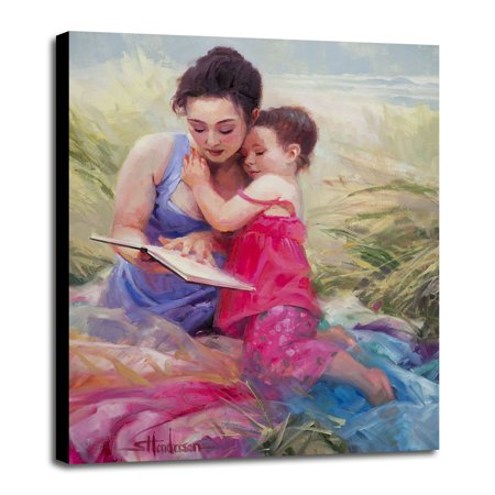 Seaside Story-STEHEN110238 Print 17"x13.5" by Steve Henderson in a Canvas Stretched in Maple Frame