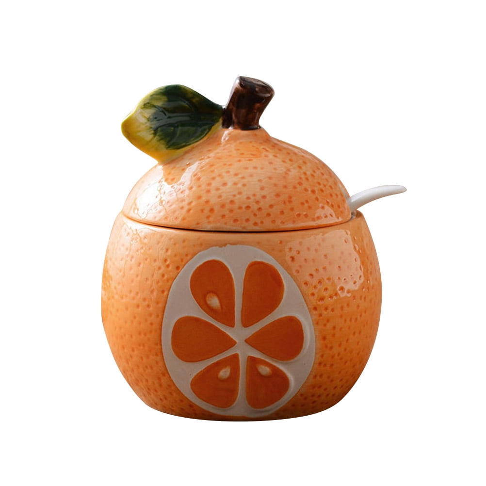 Fruit Shaped Ceramic Sugar Bowl Salt Pot Pepper Storage Jar Seasoning