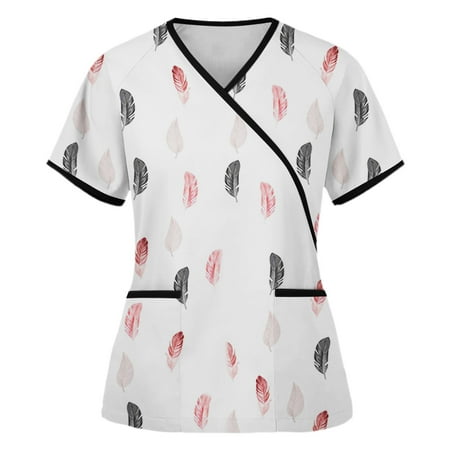 DENGDENG Pockets Feather Scrubs for Women Classic Fit V Neck Casual Short Sleeve Workwear Blouses
DENGDENG Pockets Feather Scrubs for Women Classic Fit V Neck Casual Short Sleeve Workwear Blouses