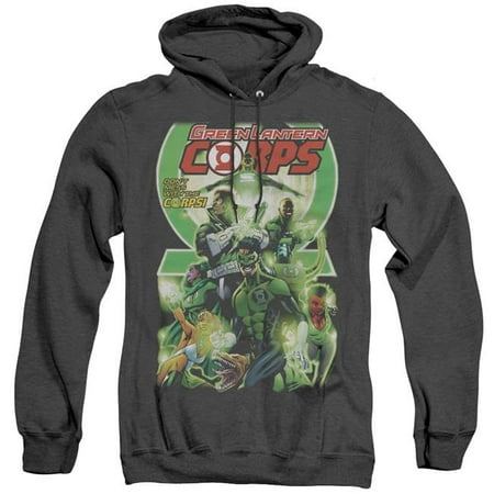 Trevco Sportswear GL119-AHH-3 Green Lantern & GL Corps No. 25 Cover Adult Heather Pull-Over Hoodie, Black - Large