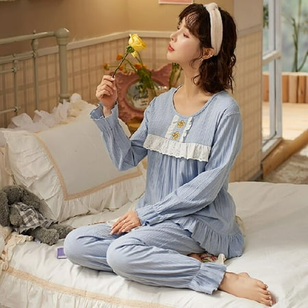 PIKADINGNIS Women Sleepwear Suit Autumn Winter Womens Full Cotton Long Sleeve Pajamas Set Loose Young Girls Sleepwear Set Home Wear Cloth
PIKADINGNIS Women Sleepwear Suit Autumn Winter Womens Full Cotton Long Sleeve Pajamas Set Loose Young Girls Sleepwear Set Home Wear Cloth