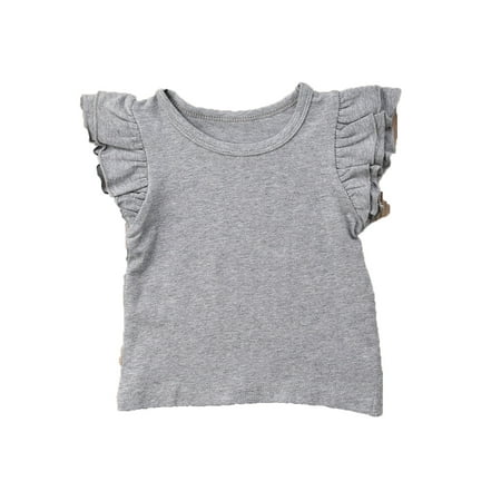 FOCUSNORM Infant Toddler Baby Girl Top Basic Plain Ruffle T-Shirt Blouse Clothes