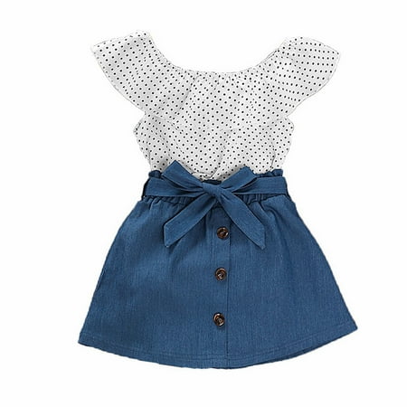 Rovga Toddler Girl Dress Clothes Children S Clothing Summer Cute Wave Point One Shoulder Top Denim Skirt Two Pieces Suit Princess Skirt
Rovga Toddler Girl Dress Clothes Children S Clothing Summer Cute Wave Point One Shoulder Top Denim Skirt Two Pieces Suit Princess Skirt
