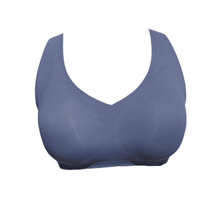 BIMEI Seamless Mastectomy Bra for Women Breast Prosthesis with Pockets Sleep Bras Soft Daily Bras with Removable Pads Blue 3XL