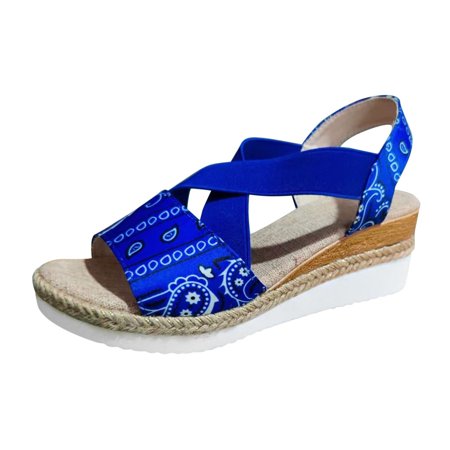 sandals for Women Ladies Fashion Cashew Flower Fabric Elastic Wedge Wedge Platform Fish Mouth Sandals cloth Dress Sandals for Women Blue
sandals for Women Ladies Fashion Cashew Flower Fabric Elastic Wedge Wedge Platform Fish Mouth Sandals cloth Dress Sandals for Women Blue