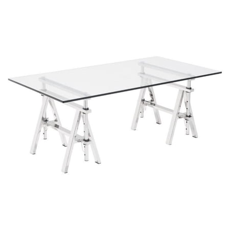 Brika Home Glass Coffee Table in Chrome