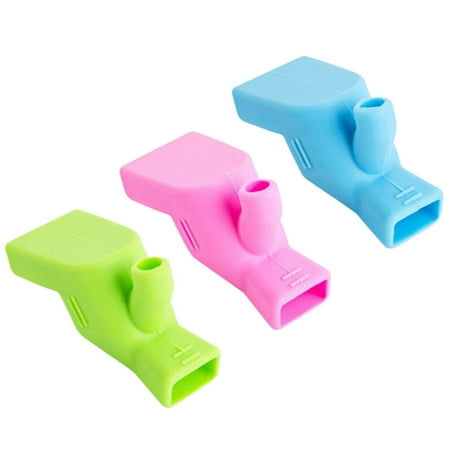 FRCOLOR 3pcs Silicone Faucet Extender General Sink Hand-washing Extender for Kids Toddler Children (Green Blue Pink)