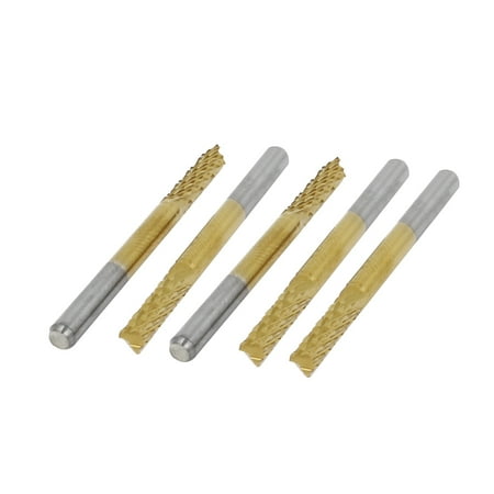 5pcs 1/8 Shank Corn Teeth TiN Coated End Mill Cutter CNC PCB Drill Bits 3x12mm