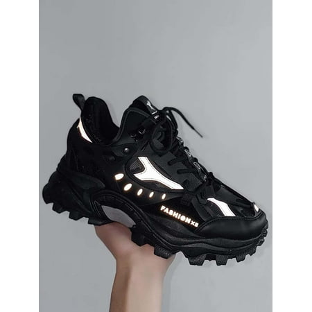 Men Letter Graphic Lace-up Front Chunky Sneakers