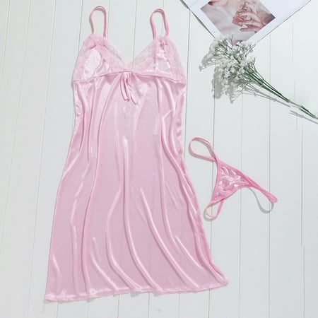 DENGDENG Women Lingerie Lace Bow Chemise Sexy Babydoll Lingerie for Women with Thong Satin Teddy Pink
DENGDENG Women Lingerie Lace Bow Chemise Sexy Babydoll Lingerie for Women with Thong Satin Teddy Pink