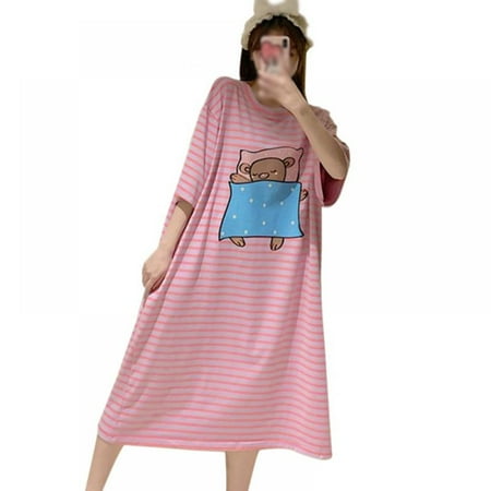 Retap Summer Cute Night Wear Loose Thin Youth Night Dress Striped Printed Sleepwear Short Sleeve Casual Female Sleepwear Loungewear
Retap Summer Cute Night Wear Loose Thin Youth Night Dress Striped Printed Sleepwear Short Sleeve Casual Female Sleepwear Loungewear