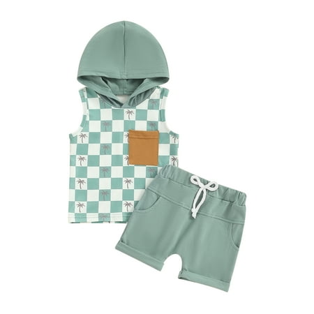 Shunvnny Toddler Boy Summer Set Sleeveless Plaid Print Hooded Tank Tops+ Elastic Waist Shorts Infant Baby 2 Piece Outfits Green 12-18 Months
Shunvnny Toddler Boy Summer Set Sleeveless Plaid Print Hooded Tank Tops+ Elastic Waist Shorts Infant Baby 2 Piece Outfits Green 12-18 Months