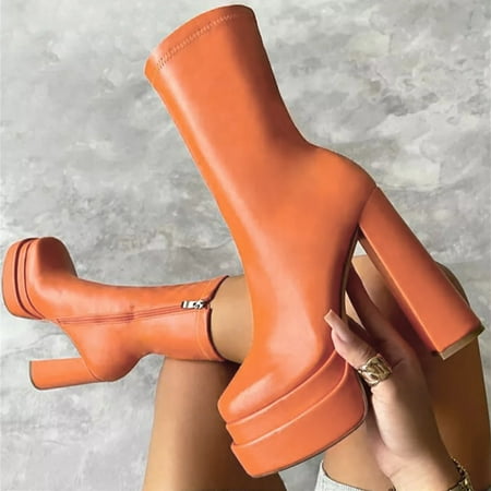 FITORON Womens Mid Calf Boots- Fashion Winter Large Size Boots for Boots Soled Thick Ladies High Heels Boots Shoes Orange 36
FITORON Womens Mid Calf Boots- Fashion Winter Large Size Boots for Boots Soled Thick Ladies High Heels Boots Shoes Orange 36