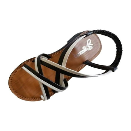 ZIZOCWA Roman Sandals Summer Strap Round Toe Beach Women Slippers Solid Color Bohemian Style Elastic Band Flat Sandals Non-Slip Black Size8
ZIZOCWA Roman Sandals Summer Strap Round Toe Beach Women Slippers Solid Color Bohemian Style Elastic Band Flat Sandals Non-Slip Black Size8
