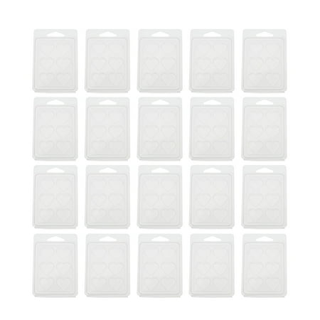 50Pcs Plastic Transparent 6 Cavity Heart Shaped Wax Melt Mold Cube Tray