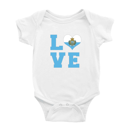 Love San Marino Flag Heart Boy Girl Bodysuits (White 18-24 Months)