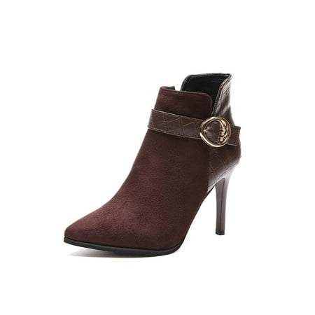 Ferndule Women Zip Up High Heel Boot Work Lightweight Stiletto Fashion Ankle Boots Anti-Slip Buckle Strap Winter Shoes Coffee 5
Ferndule Women Zip Up High Heel Boot Work Lightweight Stiletto Fashion Ankle Boots Anti-Slip Buckle Strap Winter Shoes Coffee 5