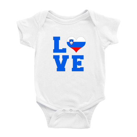 Love Slovenia Flag Heart Clothes Unisex (White 3-6 Months)