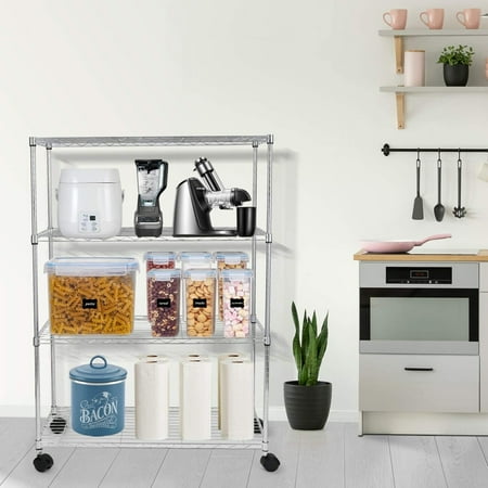 36 L x 14 W x 54 H Deluxe Heavy Duty 4-Shelf Shelving Unit Steel Storage Organizer Wire Rack with Adjustable 4 Chrome Shelves for Pantry Closet Kitchen Laundry
36 L x 14 W x 54 H Deluxe Heavy Duty 4-Shelf Shelving Unit Steel Storage Organizer Wire Rack with Adjustable 4 Chrome Shelves for Pantry Closet Kitchen Laundry