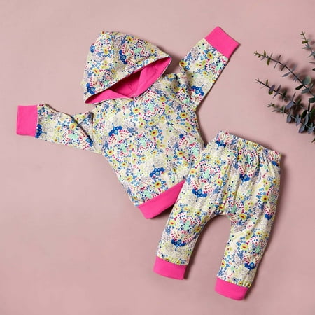 Leutsin Infant Toddler Baby Girls Long-sleeve Hooded Floral Top And Trousers Two-piece Set
Leutsin Infant Toddler Baby Girls Long-sleeve Hooded Floral Top And Trousers Two-piece Set
