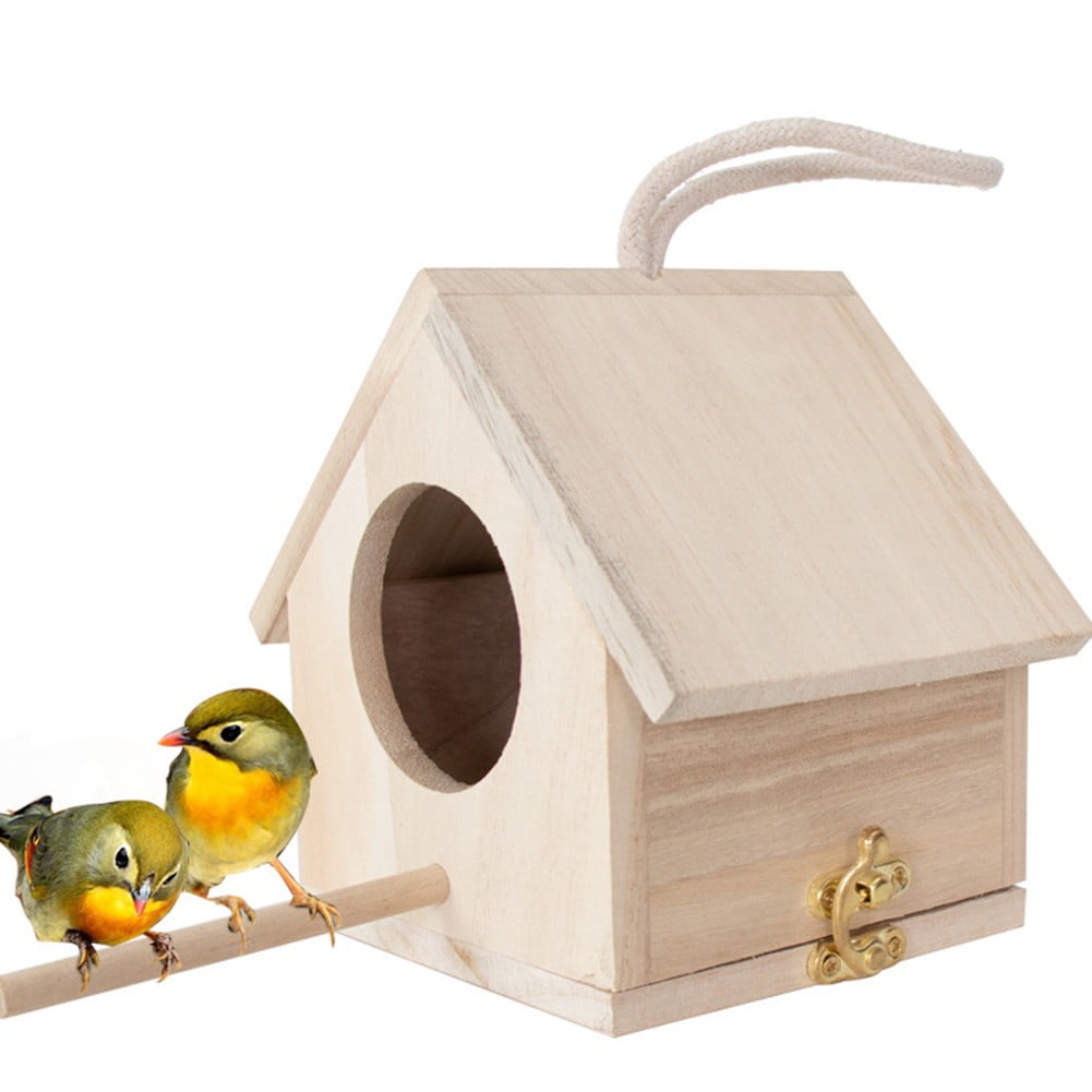 FANJIE Wooden Bird Nest Hanging Birds House Birds Cage Resting Place