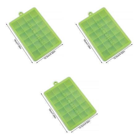 

3pcs Silicone Ice Cube Tray Mold with Lid 24 Cavities Fondant Mould for Cocktail Whiskey Candy Chocolate Grass Green