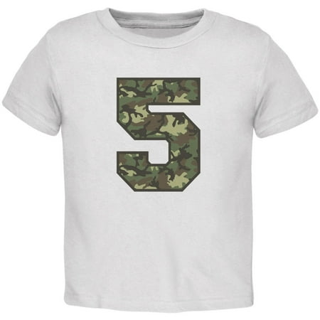 Birthday Kid Camo 5 5th Fifth White Toddler T-Shirt