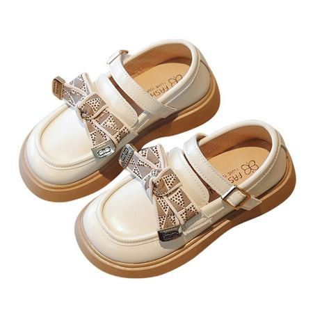 Kids Girls Mary Jane Flats Cute Dress Shoes Toddler Wedding British Style Leather Shoes