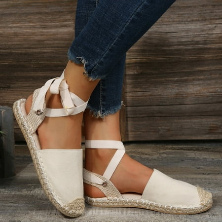 uikmnh Women Shoes Fashion Summer Solid Color Cloth Foot Ring Strap Straw Sole Flat Sandals Beige 8
uikmnh Women Shoes Fashion Summer Solid Color Cloth Foot Ring Strap Straw Sole Flat Sandals Beige 8