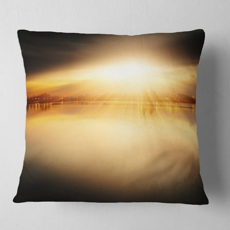 DESIGN ART Designart 'Sunset with Views on the Lake' Landscape Printed Throw Pillow