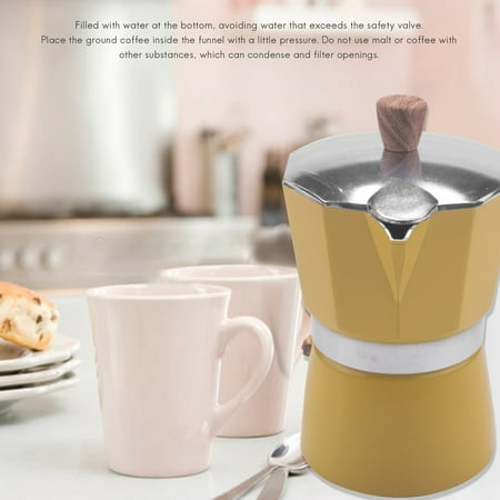 Moka potware set Aluminum Italian Moka Espresso Coffee Machine Filter Stove Pot 3 Cups(Yellow)
Moka potware set Aluminum Italian Moka Espresso Coffee Machine Filter Stove Pot 3 Cups(Yellow)
