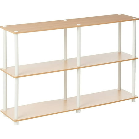99130Be/Wh 3-drawer double-size storage display shelf beech/white